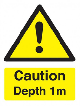 'Caution: Depth 1 meter' sign