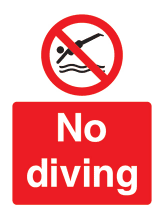'No diving' sign